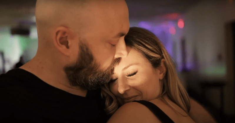 A photo of Jacob Bickelhaupt and Nadia Bickelhaupt embracing.