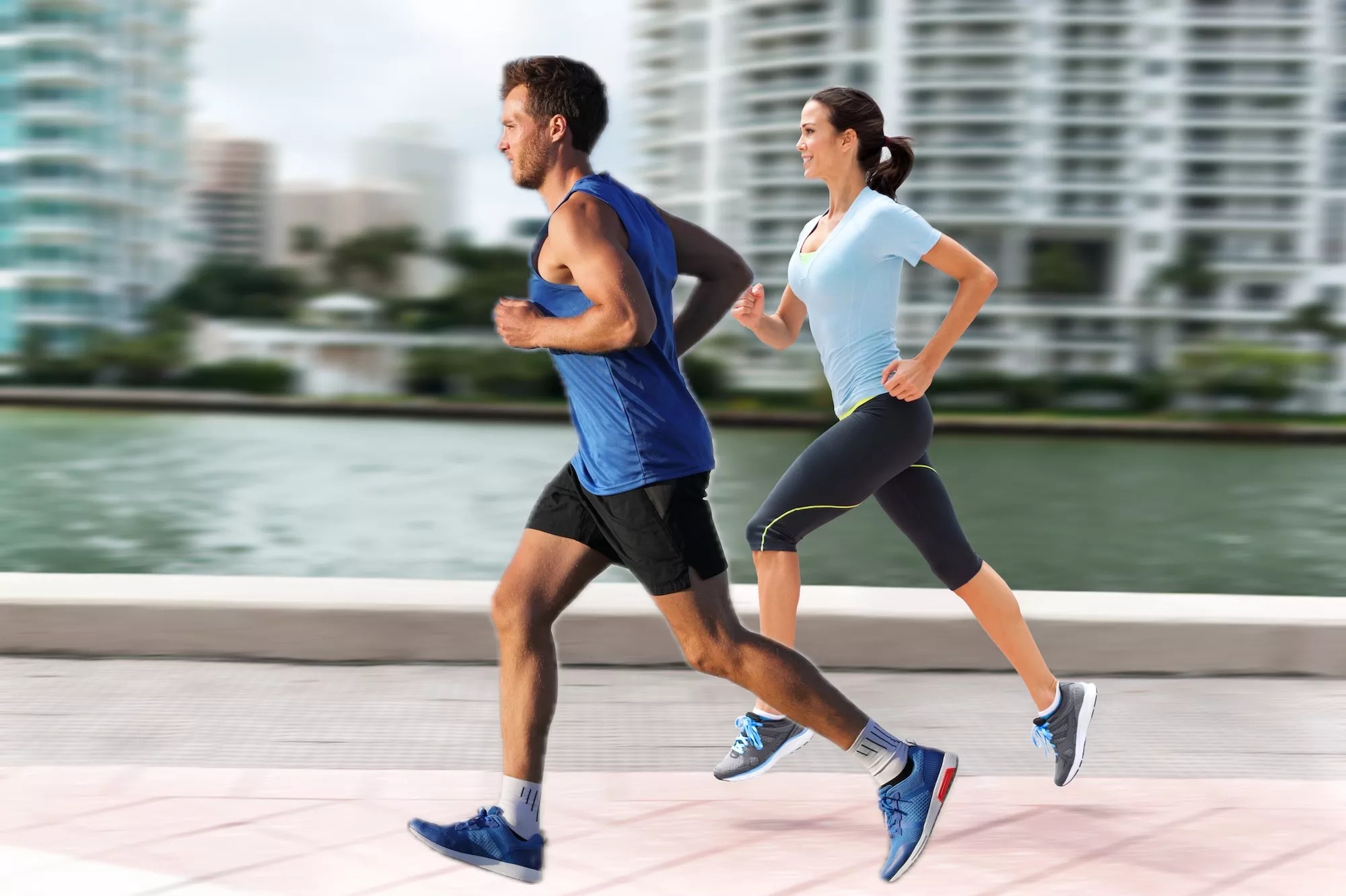 Man and woman jogging in Miami